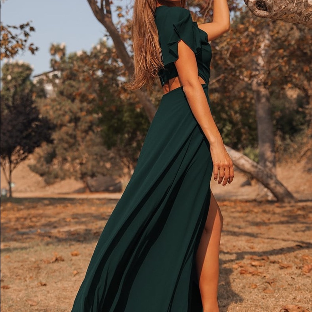 Garden Bliss Emerald Green Cutout Maxi Dress